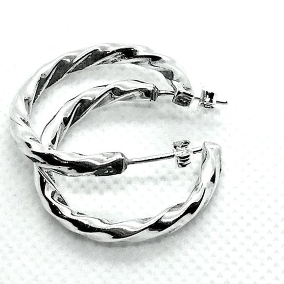 TAXCO Sterling Silver Twisted Rope Post Back Round Hoops 925 Earrings